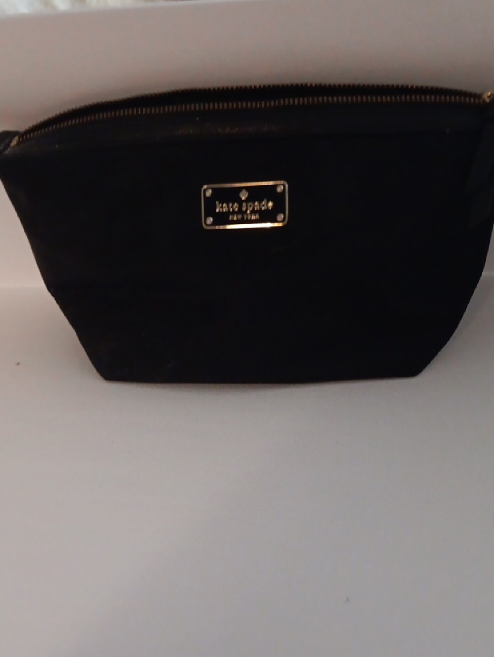 kate spade Black Cosmetic Pouch with Gold Logo Plaque